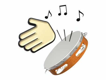 タンバリン（タンブリン）と手 タンバリン,楽器,打楽器,タンブリン,音符,音楽,学校,カラオケ,手,叩くのイラスト素材