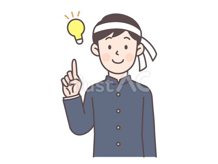 指差しながらアイディア思いつく男子受験生 受験生,受験,勉強のイラスト素材