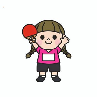 卓球のラケットを持ってアピールする女子5 卓球,卓球部,ラケット,ピンポン,球技,部活,テーブルテニス,インドアスポーツ,室内スポーツ,運動のイラスト素材