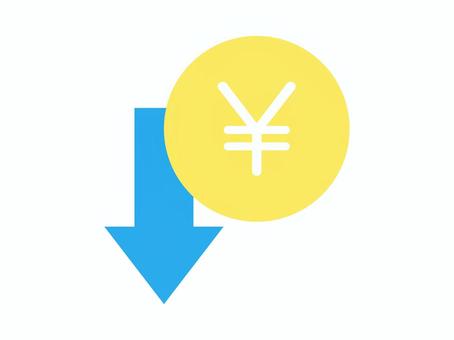 円安　円　下降 円安,損益,減給,円,お金,硬貨,下降,ダウン,シンプル,アイコンのイラスト素材