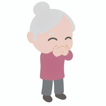 はてなと思う作業員 おばあさん,笑い,我慢,表情,感情,高齢者,ユーモア,心理,反応,人間のイラスト素材