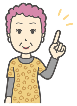  大阪のおばちゃん-124-バスト 指差し,笑顔,おばちゃん,大阪,ヒョウ柄,おばはん,中年,女性,関西,派手のイラスト素材