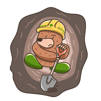 トンネル掘っているモグラ トンネル掘っているモグラ モグラ,ヘルメット,シャベル,トンネル,動物,作業,キャラクター,穴掘りのイラスト素材