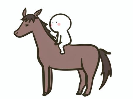 馬に跨る棒人間のイラスト（サラブレッド） 棒人間,人間,ポーズ,全身,馬,サラブレッド,かっこいい,乗馬,跨る,乗るのイラスト素材