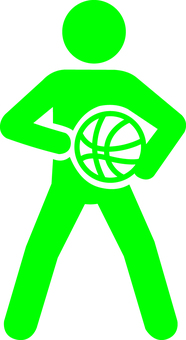 ピクトグラムの緑のバスケットボールです。 ピクトグラム,バスケットボール,シンプル,選手,スポーツ,アスリート,運動,クラブ,部活,サークルのイラスト素材