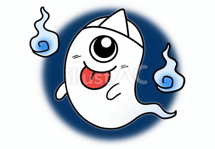 人魂と三角巾おばけ　背景あり おばけ,幽霊,妖怪のイラスト素材