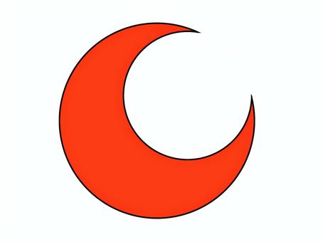 三日月赤線あり 三日月,白背景,シンプル,ハロウィン,イベント,手書き,手描き,天体,月見,秋のイラスト素材