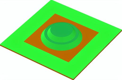 円墳 考古学,遺跡,古墳,円墳,緑色,ライムグリーン,蛍光色,3dcg,立体,デフォルメのイラスト素材