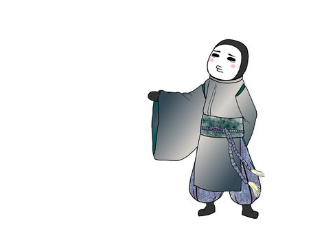 平安KUROTAITUKUN 人,黒タイツ,キャラクター,ポーズ,黒,全身黒,狩衣,平安衣装のイラスト素材