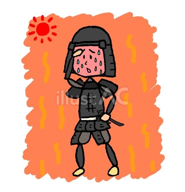 猛暑と武士 武士,猛暑,熱波のイラスト素材