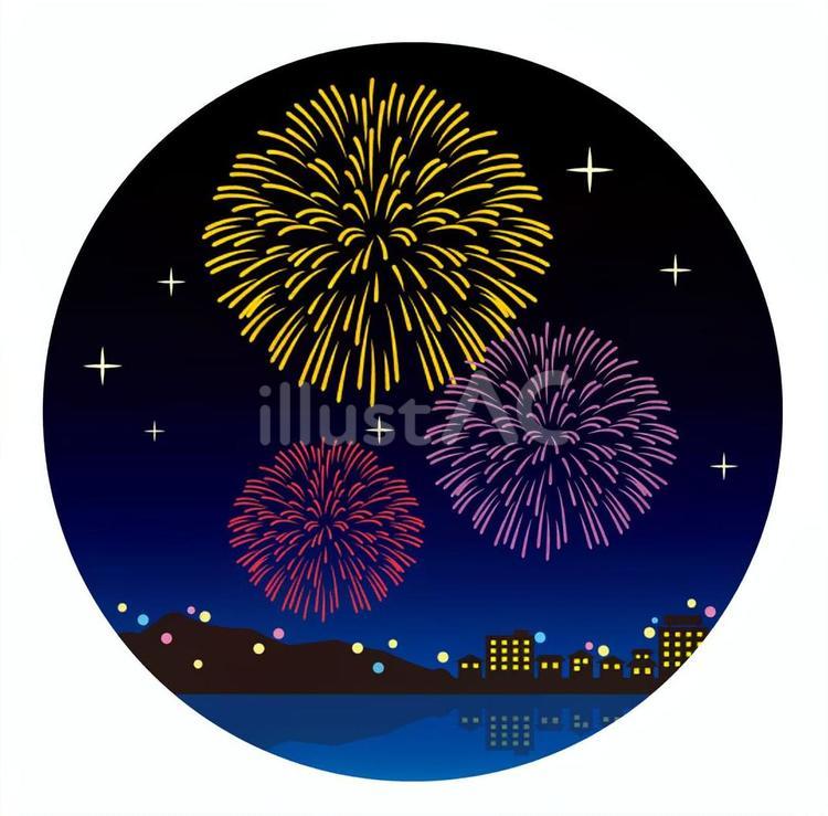 花火05(黄紫赤) 花火,アイコン,あしらいのイラスト素材