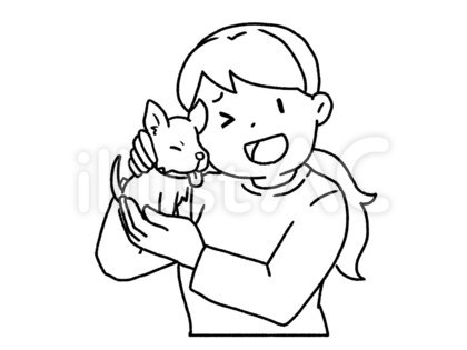 【白黒】小さいワンちゃん【線画】