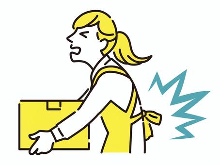 ぎっくり腰　若い女性 ぎっくり腰,腰痛,店員,労災,若い,女性,重い荷物,ギックリ腰のイラスト素材