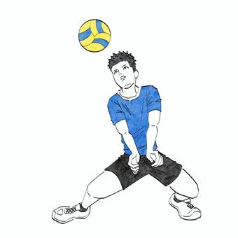 バレーボールのアンダーパスをする男性 バレーボール,スポーツ,アンダーパス,ボール,男性のイラスト素材