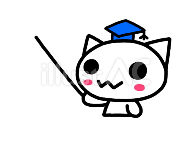 ねこ先生　白猫 猫,白猫,先生のイラスト素材