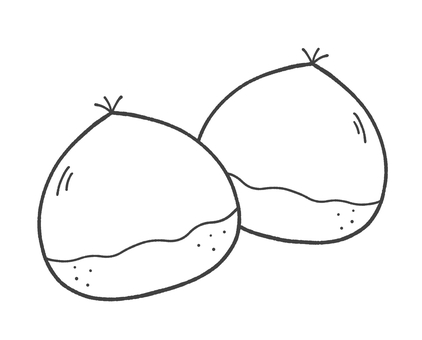 栗の白黒手描きイラスト1 栗,秋,食べ物,クリ,手描き,挿絵,単品,10月,11月,秋の味覚のイラスト素材