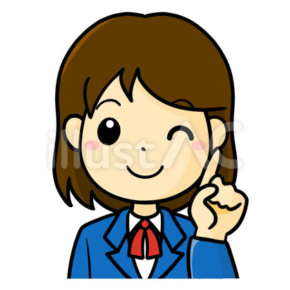 女子学生 ウインク 指差し