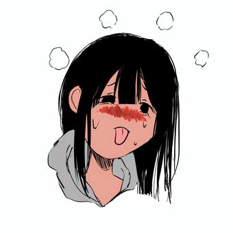 熱が出た黒髪の女の子 熱が出た黒髪の女の子 熱,黒髪,女の子,パーカー,体調不良のイラスト素材