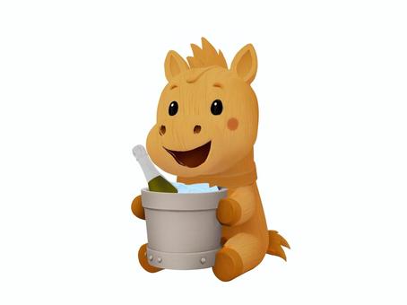 2026年の干支の午を模るワインクーラー ワインクーラー,シャンパン,午,馬,木製,置物,可愛いのイラスト素材