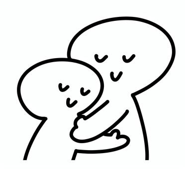 抱きしめる・抱きあう・ハグする人 抱きしめる,棒人間,ハグ,ハグする,かわいい,包容,手描き,男性,2人,抱きつくのイラスト素材
