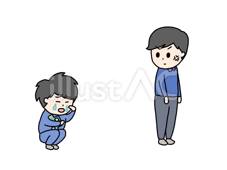 男の子が泣いてるの見てイライラ父No.1 泣く,涙,悲しいのイラスト素材