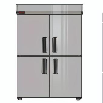 業務用冷蔵庫のイラスト 冷蔵庫,厨房機器,厨房設備,飲食店,レストラン,厨房,冷凍庫,4枚扉,設備,機械のイラスト素材
