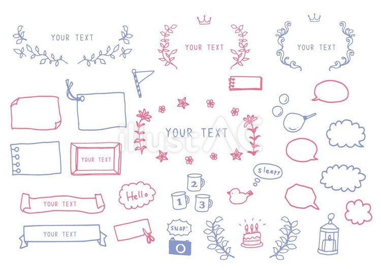 らくがき・手書きの吹き出しあしらいセット らくがき,手描き,吹き出しのイラスト素材
