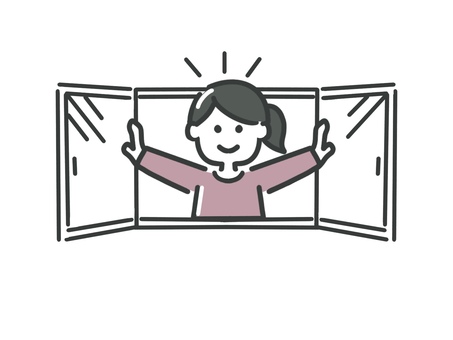 換気 換気,窓,空気の入れ替え,衛生,清潔,感染症,予防,風邪,インフルエンザ,コロナのイラスト素材