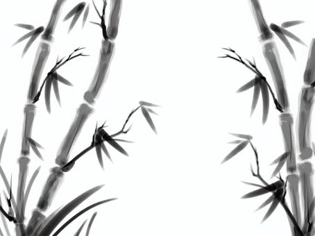 4本の竹 水墨画(透過あり) 竹,水墨画,四君子,美しい,手描き,白黒,透過,和,繁栄,真竹のイラスト素材