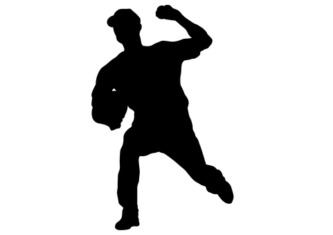野球選手のシルエット14 野球,シルエット,ピッチャー,エース,ベースボール,シンプル,人物,スポーツ,大人,投げるのイラスト素材