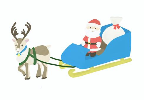 そりにのるサンタクロース(青) そりにのるサンタクロース(青) サンタクロース,トナカイ,クリスマス,そり,手描き,サンタさん,プレゼント,冬,クリスマスカード,ポストカードのイラスト素材
