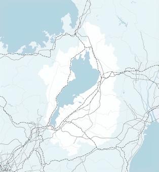 滋賀県と周辺地域を含むロードマップ 滋賀,滋賀県,琵琶湖,大津,京都,京都府,三重,大阪,大阪府,地図のイラスト素材
