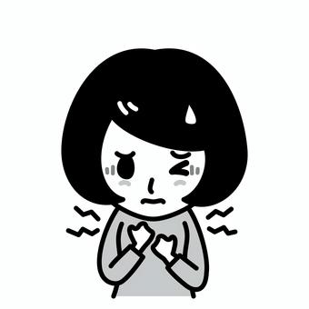 女性　胸の痛み　白黒 病気,胸,白黒,痛み,女性,症状,胸痛,苦しい,若い,女の子のイラスト素材