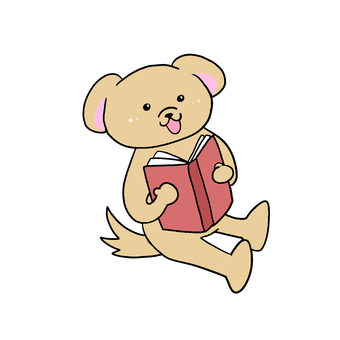 読書する犬 犬,キャラ,ポップ,かわいい,本,読書,図書館,本屋,図書,趣味のイラスト素材