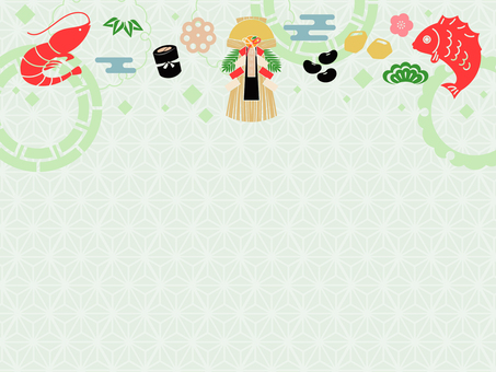 正月に使えるフレーム背景15 正月,元日,和,1月,年賀状,シンプル,鯛,おせち,祝い,えびのイラスト素材