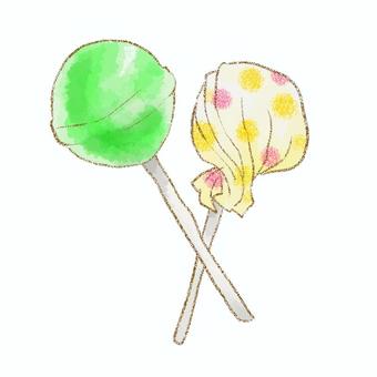 棒付きキャンディ キャンディ,飴,お菓子,水彩,鉛筆のイラスト素材