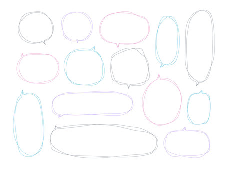 手描きのカラフルな細い線の吹き出しセット 手描きのカラフルな細い線の吹き出しセット 吹き出し,フレーム,手書き,二重,ベクター,二重線,セット,二重丸,枠,丸のイラスト素材