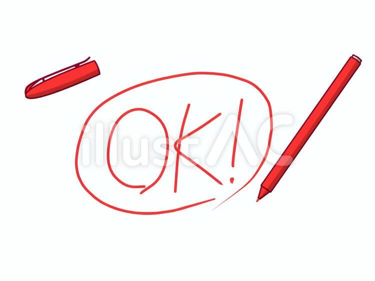 水性ペンと文字（OK） ok,文字,ペンのイラスト素材
