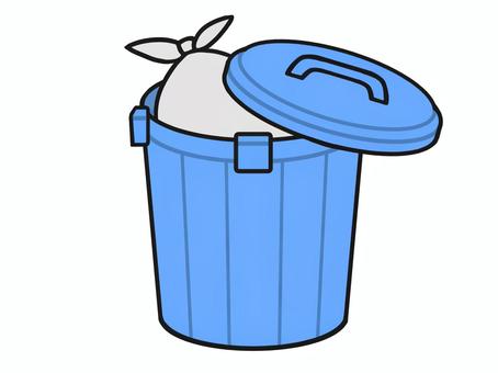 グレーのゴミ袋が入ったポリバケツゴミ箱 生活,ゴミ箱,ポリバケツ,袋,蓋のイラスト素材