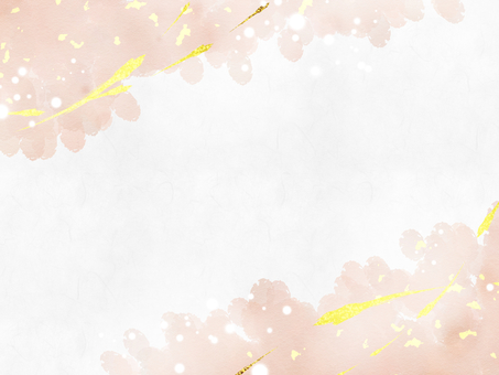 暖色の淡い和風背景 金,筆,背景,和柄,キラキラ,光,金箔,和風,年賀状,フレームのイラスト素材