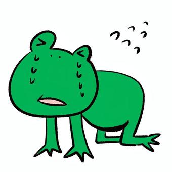 泣きながら謝るカエル２ カエル,両生類,ぺこり,ごめん,土下座,謝罪,謝る,かわいい,ゆるい,シンプルのイラスト素材