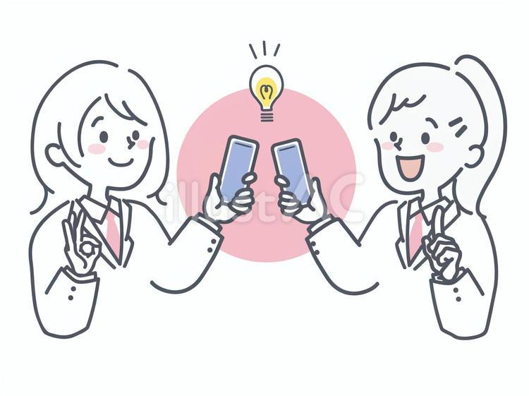 携帯でつながる高校生 高校生,女子高生,携帯のイラスト素材