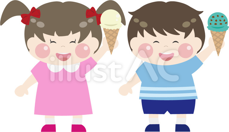 アイスクリームを持つこども アイスクリーム,アイス,チョコミントのイラスト素材