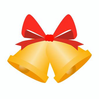 ベル(赤リボン付き) クリスマス,ベル,鈴,オーナメント,金色,ゴールド,リボン,飾り,かわいい,ポップのイラスト素材