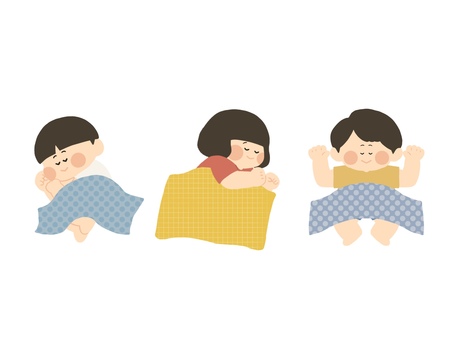 お昼寝する３人 寝る,子供,小学生,小児,幼児,保育,男の子,女の子,男子,女子のイラスト素材