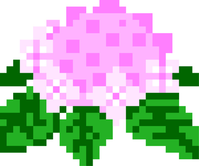 ドット絵のピンクのアジサイです。 ドット絵,アジサイ,シンプル,花,植物,雨季,梅雨,ガーデンフラワー,日本,庭のイラスト素材