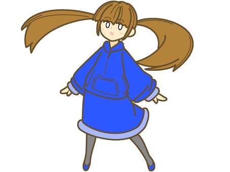 A cute twintail girl with a blue motif, , JPG and PNG