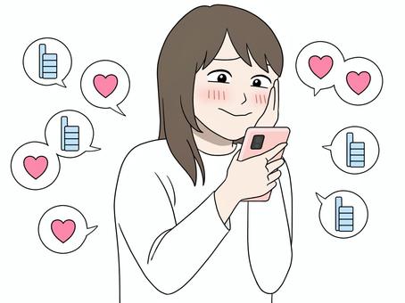 承認欲求が満たされて気分が良い女性 承認欲求が満たされて気分が良い女性 ニヤニヤ,スマホ,ナイス,嬉しい,自己顕示欲,認められる,いいね,人気者,注目,アピールのイラスト素材