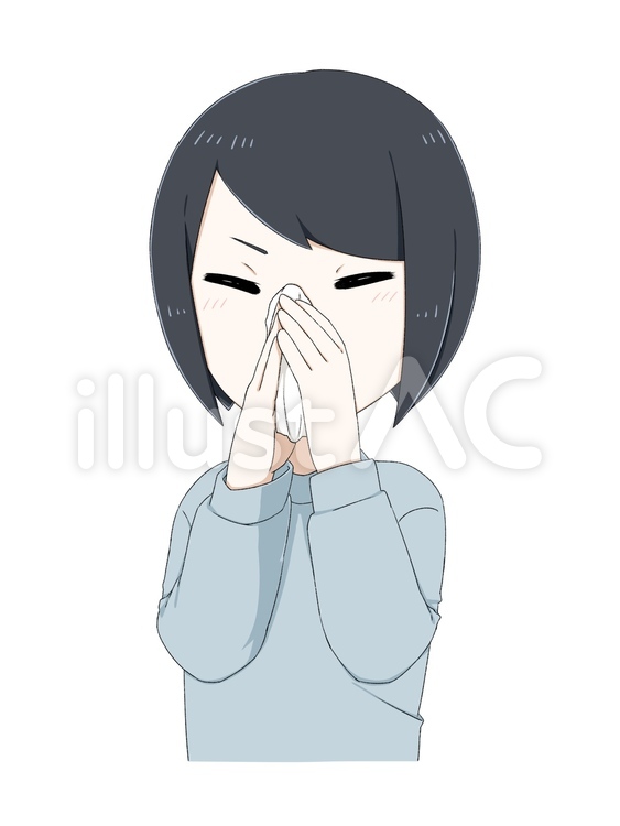 鼻をかむ ティッシュ,鼻,風邪のイラスト素材