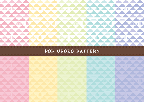 POPな鱗パターン 鱗,ストライプ,ドット,和柄,柄,三角,背景,パターン,セット,素材のイラスト素材